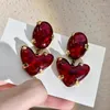 Dangle Earrings Lifefontier Vintage Red Double Layered Crystal Heart Drop For Women Trendy Love Wedding Bride Charm Earring Jewelry