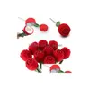 Jewelry Boxes Jewellery Box Veet Rose Shaped Ring Mini Lovely Red Carrying Cases For Rings Display Drop Delivery Pack Dhgarden Dh3Cd