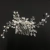 Heißverkauf Silber Farbe Tiara Haarkämme für Frauen Braut billige Perle Kristall Kopfbedeckung Hochzeit Haarzubehör Brautschmuck