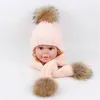 Scarves Wraps Winter Baby Boy Scarf Knitted Raccoon Fur Toddler Gilrs Hat Warm Children Clothes Windproof Kids Snow Wear Cute Child Clothing 231114