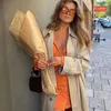 Casual jurken groen oranje polo trekkoord knoop V-hals mini-jurk herfst sexy vakantie vest met lange mouwen rok vintage