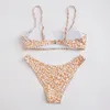 Kvinnors badkläder MJKBH Triangel Split Swimsuit Summer European och American Sexy Floral Strap Tube Top Bikini med bröstkudden