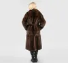 Women's Fur Faux Ladies high quality mink fur coat 100 real with belt added to keep warm in winter European street style 231114