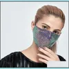 Designer-Masken Glänzende Farbe Pailletten Gesichtsmaske Waschbar Wiederverwendung Pm2.5 Mund Er Baumwolle Schützende Elastische Ohrschlaufe Umweltverschmutzungstropfen Del Dhzyi