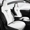 7st Suede Leather Car Seat Covers för Tesla Model y icke-halkstolkudde skyddare Anpassade passformar av bilar-bilar styling