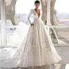 A linha vestidos de casamento 2023 cetim branco vestido de casamento plus size árabe aso ebi cristais casamento manga longa brilhante menina preta y v pescoço br otxik