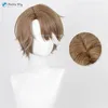 Party Supplies 30cm Welt Yang Cosplay Wig Game Honkai Star Rail Brown White Walt Glasses Heat Resistant Synthetic Anime Wigs Cap