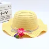 Girls Straw Hats Flowers Kids Beach Caps Sunscreen Princess Hat Child Outdoor Fisherman Hat Sun Protection Baby Kindergarten Infant Fedora Floppy 73 Color BC629-2