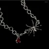 Chaînes araignée collier femmes cristal rouge colliers femme mode pendentif dame fête bijoux couleur argent à la mode en gros