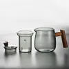 Посуда для напитков, чайник с деревянной ручкой, офисная чашка из трех предметов, стеклянный чайный сервиз