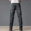 Pantalons pour hommes 2023 Automne Hiver Jeans droits Hombre Couleur unie Pantalon en denim pleine longueur pour hommes Sauvage Marque Vêtements Pantalones