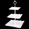 Set di stoviglie Espositore per cupcake a 3 livelli Vassoio per frutta a forma di torre da dessert per la decorazione di una festa di compleanno di nozze Candy Bar