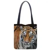 Torby wieczorowe konfigurowalne torbę tygrysa dla kobiet płótno tkanina Eco wielokrotnego użytku zakupi