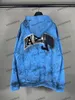 xinxinbuy Heren ontwerper Hoodie Sweatshirt vernietigd briefborduurwerk Handgetekende graffiti lange mouw dames blauw Zwart wit grijs XS-XL