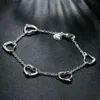 Kościa oryginalna 925 srebrna srebrna 8 -calowa romantyczna 5 serc bransoletka dla kobiet urok modowy prezent na imprezę biżuterię 231114