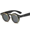 Fashion Vintage Round Steampunk Flip Up Sunglasses Classic Double Layer Clamshell Design Sun Glasses De Sol 230920