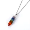 1 Stück natürliche mehrfarbige Chakra-Stein-geschnitzte Kristall-Reiki-Energie-Heilung-Subuliform-Punkt-Anhänger-Halskette