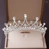 Pinces à cheveux baroques argent perle cristal diadèmes de mariée couronnes de fête strass concours de bal diadème mariée bandeau accessoires de mariage