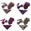 Bow Ties Paisley Floral For Men Blue Tie Pocket Squares Szyty szyi męskie krawat Wedding Business Akcesoria A088