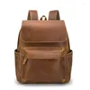 Rucksack 2023 Marke Echtes Leder Männer Rucksäcke Crazy Horse Haut Echte Natürliche Junge Luxus Computer Laptop Tasche