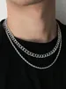 Kedjor 1 st rostfritt stål kedja halsband lång hiphop för kvinnor män på nacken smycken presenttillbehör silver färg choker