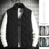 남자들 조끼 남자 재킷 슬립 벨라스 지퍼 조끼 단색 캐주얼 조끼 면봉 된 겨울 따뜻한 두꺼운 스탠드 칼라 마모 231113