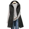 Women's Vests Lightweight Padded Women Vest Women Thermal Down Jacket Stylish Women's Winter Vest Coat Padded Hooded Mid-length for Warmth 231114