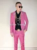 Abiti da uomo Blazer Taglie forti S-4XL Versione coreana Abiti da uomo rosa Set Cantante maschile Pantaloni blazer skinny scintillanti Costume Performance Abiti da festa 231114