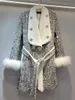 Women's Wool Blends Light Luxury Down Feather Liner Coat for Women Winter High-End Fashion Sequins Fox Fur Thick Warm Woolen Costs Jacket 231113