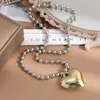 Chokers 2023 Hip Hop INS Party Big Love Heart Pendant Necklaces for Women Aesthetic Beads Chains Short Choker Girls Jewelry 231114