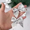 Julekorationer 12pcslot Craft Bows Diy Tree For Crafts Gold Silver Red Bowknot Home Decoration 231113