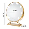 Miroirs compacts Miroir de maquillage de courtoisie avec lumières Éclairage 3 couleurs Miroir de maquillage rond éclairé avec LED pour dressing chambre à coucher table 231113