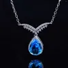 Pendentif Colliers Belle Angel Wing Collier Charme Bleu Goutte D'eau Cristal Femmes Mode Bijoux Dîner Robe Accessoires