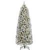 Christmas Decorations Easyfashion 6 Ft Artificial Tree Holiday Decoration Prelit Flocked Pencil with Foldable Stand Green 231113