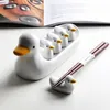 Chopsticks 30st Lovely Duckling Chopstick Holder Set Support Fork Coffee Spoon Small Creative Dish and Duck Stand Kithchen Tools