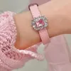 Charme pulseiras na moda cristal rosa branco couro pulso fivela pulseira para doce mulheres menina festa viagem jóias presente 2023