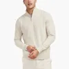 OEM 1/4 Zip Sweatshirt Erkekler Kazak Premium Kalın Hoodies Düz Kaliteli Bej Çeyrek Zip Kazan Kaşmir Hoodies
