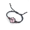 Bracelets porte-bonheur 12 pièces tissé corde noire réglable sac filet Bracelet méditation irrégulière guérison Charka pierre cristal tressé Bracelet femmes