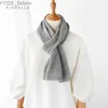 Scarves 2023 new grey cashmere scarf women luxury winter warm knitted thin scarves kids small short wool neck scarfs autumn men YQ231114