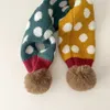 Scarves Wraps Kids Knitted Scarf Polka Dot Contrast Color Pom Scarves Autumn Winter Warm Korean Fashion Children's Clothing Accessories 231114