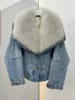 Damesbont Faux Winter Trendy Dames Korte Denim Donsjack 90% Witte Gans Gratis Natuurlijke Vos Kraag Jas Verdikking Warm 231113