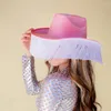 Berets Q1fa Tassel Cowboys Hat Cowgirl Bachelorette Party Bridal Bride Fedora