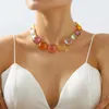 Choker Europese en Amerikaanse klassieke geometrische snoepkleurige hars sleutelbeenketting voor damesfeestmode-accessoires