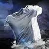 Mens TShirts Summer Halfsleeved Ice Silk Breathable Sports Fitness Sweatabsorbing Quickdrying Shortsleeved Tshirt Men And Wome 230414