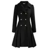 Womens Wool Blends Grace Karin Trench Coat Notch Lapel Dubbel Breasted Thick A Line Pea Coats Jackor med fickor över knäöverrock 231113