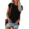 T-shirt Femme Manches Courtes Poche Poitrine T-shirt Femme Été Lâche Casual Couleur Unie Blanc Noir Rue T-shirts O-Cou Tee Tops Femme 230414