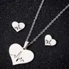 Aangepaste 18k vergulde vlinder hart charme ketting oorbellen sierlijke 316L roestvrijstalen paar ketting voor bruid sieraden set