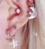 Brincos de argola doce brilhante strass estrela lua encantos coreano moda bonito brincos para mulheres anéis de orelha y2k jóias