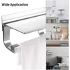 Toilet Paper Holders HolderWall Mounted Double Rolls Roll Holder With Shelf For ToiletBathroom Space Aluminum