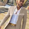 Herenpakken Blazers 2-delig Beige pak voor mannen Slim Fit Bruiloft Bruidegom Smoking Bruidsjonkers Pakken Herenmode Roken Kostuum Homme Blazer met broek 231113